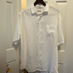 Caribbean Men's White Linen Button Down Shirt